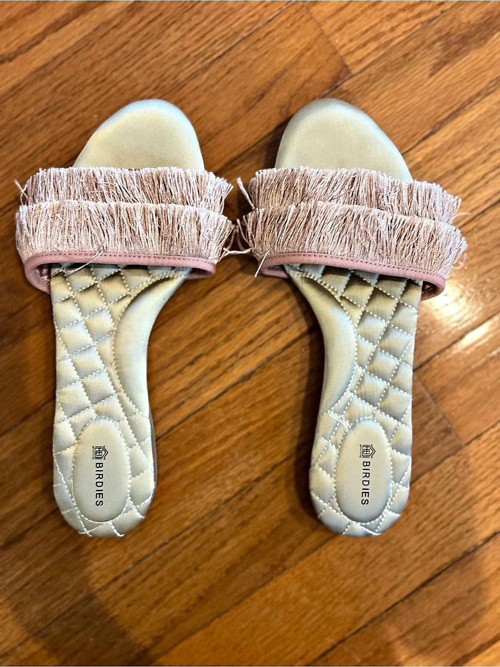 Birdies The Sparrow Fringe Slide Sandals in Pink